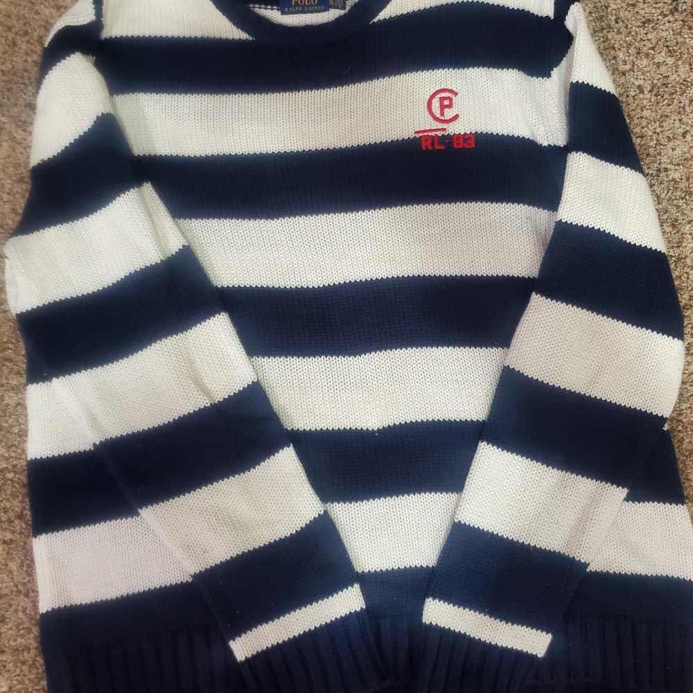 Polo Ralph Lauren Navy and White Crewneck Sweater CP-93 Collection Very Clean 🫧